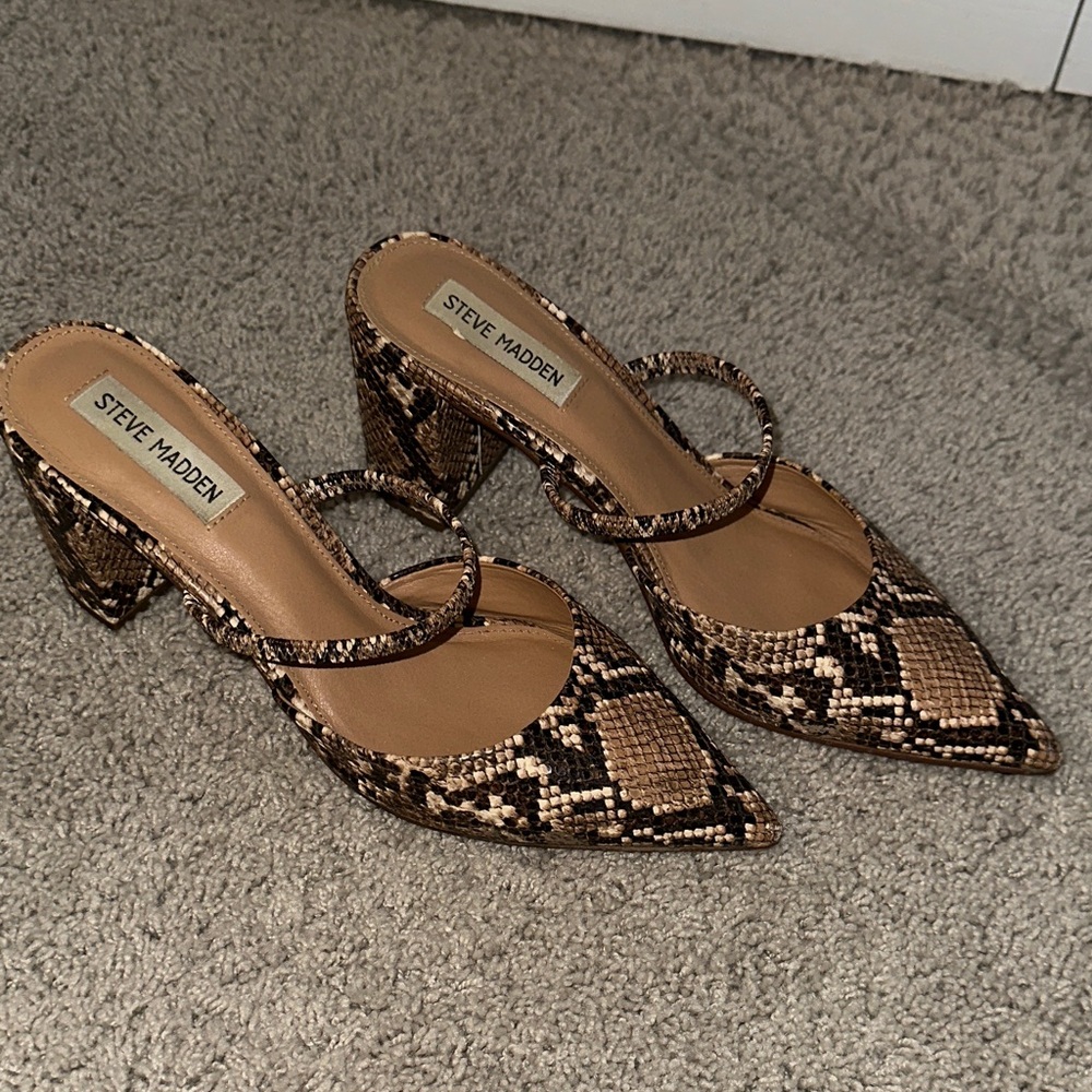 Steve Madden Brown Snake Print Heels
